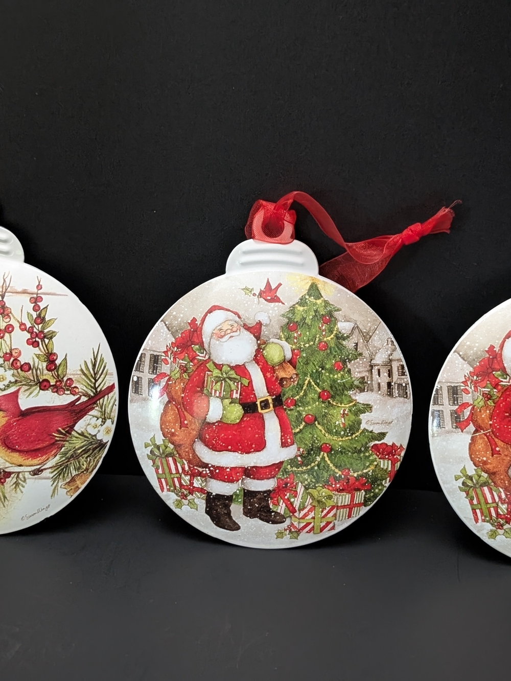 Brownlow Susan Winget Santa and Cardinal Ornaments 8-2026